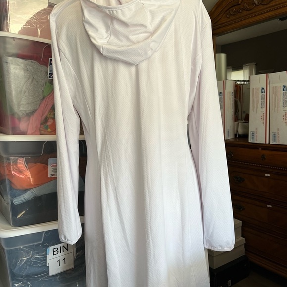 Locachy Jackets & Blazers - White Hooded Long Sleeve Jacket